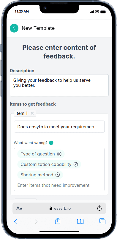 create feedback - target